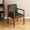 Silla de Comedor de Madera Maciza Estilo Medieval con Tapicería de Cuero y Reposabrazos, Adecuada para Comedor del Hogar, Estudio, Silla de Oficina Estable y Resistente al Desgaste