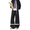 Calça jeans masculina estilo americano, resistente, com botões, novo modelo primavera/outono 2026, corte solto, estilosa, comprimento até o chão