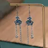Moda Estilo Nacional Gancho de Orelha Xiangyun Artesanato de Colagem de Gota Brincos de Franja Estilo Nacional Brincos de Prata Tailandesa Imitação Acessórios Mulheres