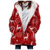 Abrigo trench de mujer nuevo de 2023 de venta caliente transfronteriza invierno engrosado estilo europeo y americano patrón navideño abrigo con capucha lote