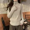 Tejido de hilo de núcleo 2026 nuevo otoño e invierno elegante con cremallera cuello semi-alto diseño de alta gama camiseta básica