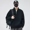 Sudadera con media cremallera para hombre Primavera y Otoño 2025 Nueva Marca Trendy Holgada Sudadera Pulóver de Color Sólido Cuello Alto Camiseta para Hombre