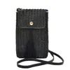 Bolsa de palha trançada 2026 nova bolsa mini vertical para celular para férias na praia com padrão trançado e franja bolsa pequena transversal