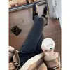Jeans Grises para Mujer Primavera/Verano con Forro Polar, Corte Delgado, Nuevos 2026 Cintura Alta, Adelgazantes, Tallas Grandes, Pantalones de Lápiz Ajustados para Mujeres de Tallas Grandes