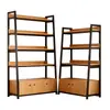 Estantería de almacenamiento de varias capas de pie para sala de estar de apartamento pequeño con puertas de gabinete, estantería, vitrina y armario de almacenamiento para el hogar