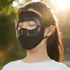 Máscara facial completa de verão para mulheres, lavável, unissex, máscara fina de seda gelada respirável de verão com aba para proteção solar