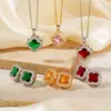 Colar Brincos Trevo de Quatro Folhas Microincrustados Conjunto de Duas Peças Feminino Luxo Leve Design de Nicho Senso de Alto Padrão Influenciador Digital Elegante Conjunto de Joias