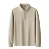 Camisa POLO de Color Sólido para Primavera y Otoño Unisex Manga Larga Casual Deportiva Simple Transpirable Versátil Elegante Temporada