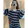Camiseta de Manga Larga con Rayas y Cuello Redondo Casual Doni DN para Mujer, Protección Solar, Verano 2025, Delgada, Holgada, Adelgazante, Top Versátil