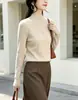 Suéter de tricô com gola alta e meia-gola em veludo Andy de três fios para mulheres, nova moda outono e inverno, top estiloso e quente