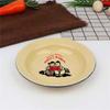 Plato esmaltado con citas nostálgicas al por mayor, plato para olla caliente, plato para sopa, plato de arroz redondo antiguo, forro grande retro
