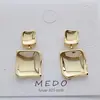 Pendientes de Aguja de Plata Transfronterizos Pendientes de Color Oro Real que Conservan el Color para Mujer Geométricos Redondos Cuadrados Ovalados Aleación Exquisitos Pendientes Brillantes