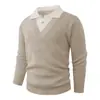 Nueva ropa de punto para hombre de otoño e invierno, suéter de punto casual de cuello vuelto de dos piezas falsas de moda, camiseta básica para hombre