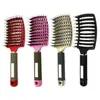 Mejor venta de fábrica peine de cerdas de cerdo cabeza redonda forma de cepillo de masaje para cabello rizado peine de peluquería peine curvo grande peine de dientes anchos punto