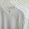 Camiseta de manga corta con cuello redondo, de algodón opaco, de 260 g, de color sólido pesado, gruesa, color blanco puro, para hombre y mujer