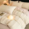 Conjunto de cuatro piezas de felpa de conejo grado A para invierno, terciopelo de leche con funda nórdica de felpa añadida, sábana de franela de coral engrosada y cálida, ropa de cama 4