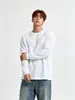 Camiseta de Manga Larga Pesada 270g para Hombre Blanca Holgada Off-Shoulder Ropa Exterior Cuello Redondo Top de Algodón Puro Otoño e Invierno Ropa de Pareja