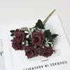 Flores Artificiais de Alta Qualidade, Buquê de Rosas com 5 Cabeças, Arranjo de Flores Artificiais para Decoração de Casa, Atacado do Fabricante, Adereços para Fotografia de Casamento