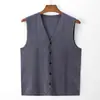 Suéter para Hombre Otoño 2026, Cárdigan Jacquard de Color Sólido, Cuello de Caballero de Negocios, Diseño de Chaleco de Lana para Hombre, Ropa sin Mangas para Hombre