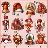 24 Piezas de Nuevos Productos Transfronterizos Bola de Cristal de Madera Papá Noel Bola de Nieve Decoraciones Navideñas Colgantes Planos de Madera