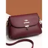 Textura de Cuero Genuino Gran Capacidad Bolso de Hombro Cruzado para Mujer Bolso Cuadrado con Relieve de Hoja Multicapa Moda Nuevo Transfronterizo