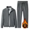 Traje de Sudadera 100% Algodón Primavera y Otoño Terciopelo Mismo Estilo Sudadera Traje de Dos Piezas Holgado Talla Grande Pantalones de Chándal de Terciopelo
