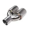 Ponteira de Escape Dupla Saída em Aço Inoxidável em Forma de U para Carro 2,5 polegadas 63-89mm Saída Única Ponteira de Escape Dupla Borda Soldada de Camada Dupla