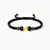 Pulseira de Contas da Sorte com Mantra de Seis Caracteres em Ouro Puro 999, Pulseira Trançada de Obsidiana, Ano do Zodíaco, Atacado de Fábrica