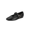 Sapatos Mary Jane de Couro de Vaca de Primeira Camada Lavado Super Macio Outono 2025 Bico Redondo Couro Genuíno Confortáveis Solado Rasteiro Fivela Sapatilhas para Mulheres