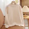 Foco em suéteres de lã pura de alta qualidade para meninos e meninas, suéteres de tricô gola redonda cor sólida para bebês no outono e inverno, blusas de segunda pele