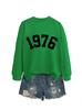 Amazon Ebay Estación Independiente Impresión Digital Simple Mujer 1976 Otoño e Invierno Nuevo Sudadera Fondo Exportación Transfronteriza