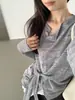 ULOUR/U principios de otoño nuevo estilo coreano versátil para el día a día y el trabajo camiseta de manga larga con botón de copo de nieve 75808