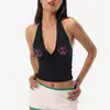 Top de tirantes de verano sexy con letras, calavera y pedrería estilo gótico europeo y americano para chica popular, corte ajustado, corto, top halter vintage