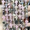 10*14mm Cruz Contas Soltas Olho de Tigre Turquesa Jade Pingente DIY Acessórios para Pulseira Colar Contas Semiacabadas