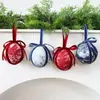 2026 Novo Ornamento de Bola de Tecido de Natal com Laço Estampado Decoração de Árvore de Natal DIY Ornamento de Bola Pendurado Em Estoque