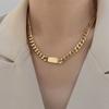 Colar de aço titânio com corrente grossa cubana europeia e americana, estilo hip-hop frio, corrente de clavícula dourada 18k, joia de personalidade vermelha