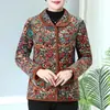 Roupas de algodão tamanho grande inverno novo jaqueta acolchoada estilosa peça externa com forro de fleece estampa floral para meia-idade e idosos roupa quente para mãe