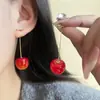 Pendientes de Plata con Forma de Cereza de Resina Lindos y Frescos Moda Simple Dulce Estilo de Nicho Versátiles Pendientes para Mujer