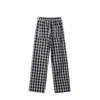 Yidao Roupas Vintage 2026 Outono Novo Calça Casual Vintage Xadrez para Homens e Mulheres, Solta, Relaxada, Perna Larga, Perna Reta, Calça Comprida