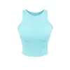 Top Básico Esportivo Yoga Feminino Pure Desire, Gola Redonda, Sem Mangas, com Bojo, Estilo Curto, Versátil para o Verão, Slim Fit