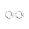 Pendientes de Nudo Estilo Frío Simple Mismo Estilo que Zhang Zifeng Pendientes de Nudo Estilo Japonés y Coreano Xueshan Commuter Pendientes de Doble Nudo para Mujer