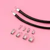 Accesorios de Producción DIY de Plata de Ley 925 Oro Blanco Tubo de Cuerda de Cera Conector de Collar Conector Universal de Cuerda con Pegamento Cabeza de Cuerda de Cuero