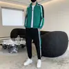 Traje Deportivo Casual Nuevo de Primavera y Otoño para Hombre, Chaqueta Cardigan de Cuello Alto Juvenil, Pantalones, Conjunto de Dos Piezas Versátil de Moda