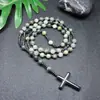 Amazonas Piedra Natural Colgante de Cruz Collar Piedra Ojo de Tigre Cruz Vesícula Biliar de Hierro Rosario para Hombres Collar Venta al por Mayor