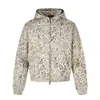 0312 Jaqueta com zíper estilo americano, unissex, design moderno com estampa de leopardo, moletom com capuz masculino, curto e de corte largo