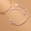 Pulseira Feminina de Prata Nalan S925 Estilo Coreano Simples Doce Amor Oco Corrente de Contas Redondas Joia S4554