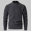 Suéter de cuello medio para hombre Otoño Invierno Nuevo Europeo Americano Color Sólido Más Terciopelo Engrosado Una Pieza Terciopelo Estampado Ropa de Punto para Hombre