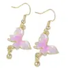 Accesorios de Aleación, Pendientes Colgantes de Mariposa con Goteo de Aceite Estilo Antiguo, Ganchos para Orejas y Accesorios, Pendientes de Mariposa de Color Contrastante Estilo Chino Nuevo