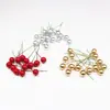 100 bolas de espuma de simulación de bayas, cerezas, frutos rojos pequeños, peonías, suministros navideños, accesorios