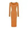 Vestido largo de manga larga ligeramente voluminoso, estilo coreano, puro y sensual para mujer, con diseño plisado, escote en forma de corazón y silueta ajustada que se adapta al cuerpo, perfecto como capa interior para otoño